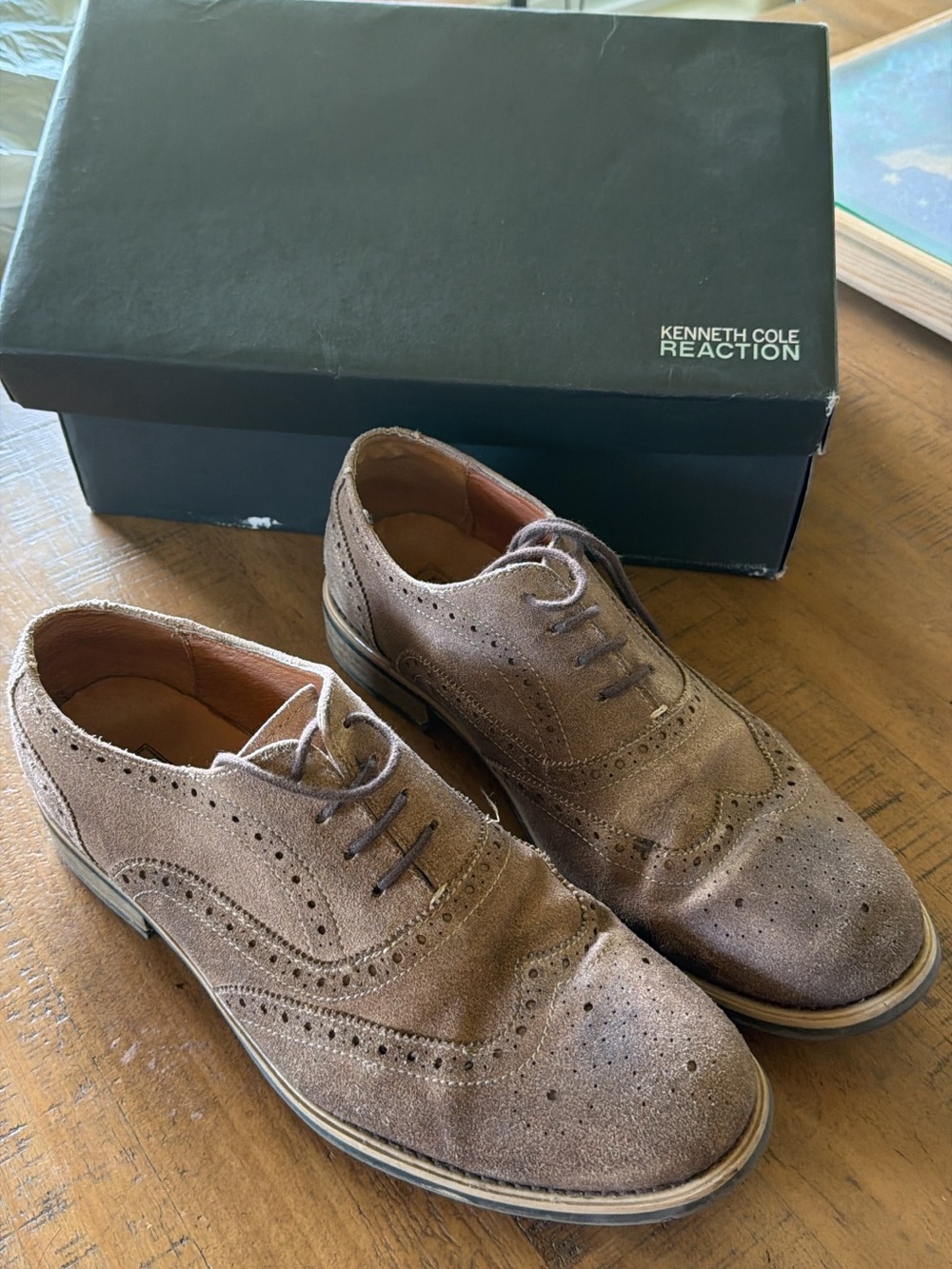 Kenneth Cole Reaction Men's Brown Suede Wingtip Derbys